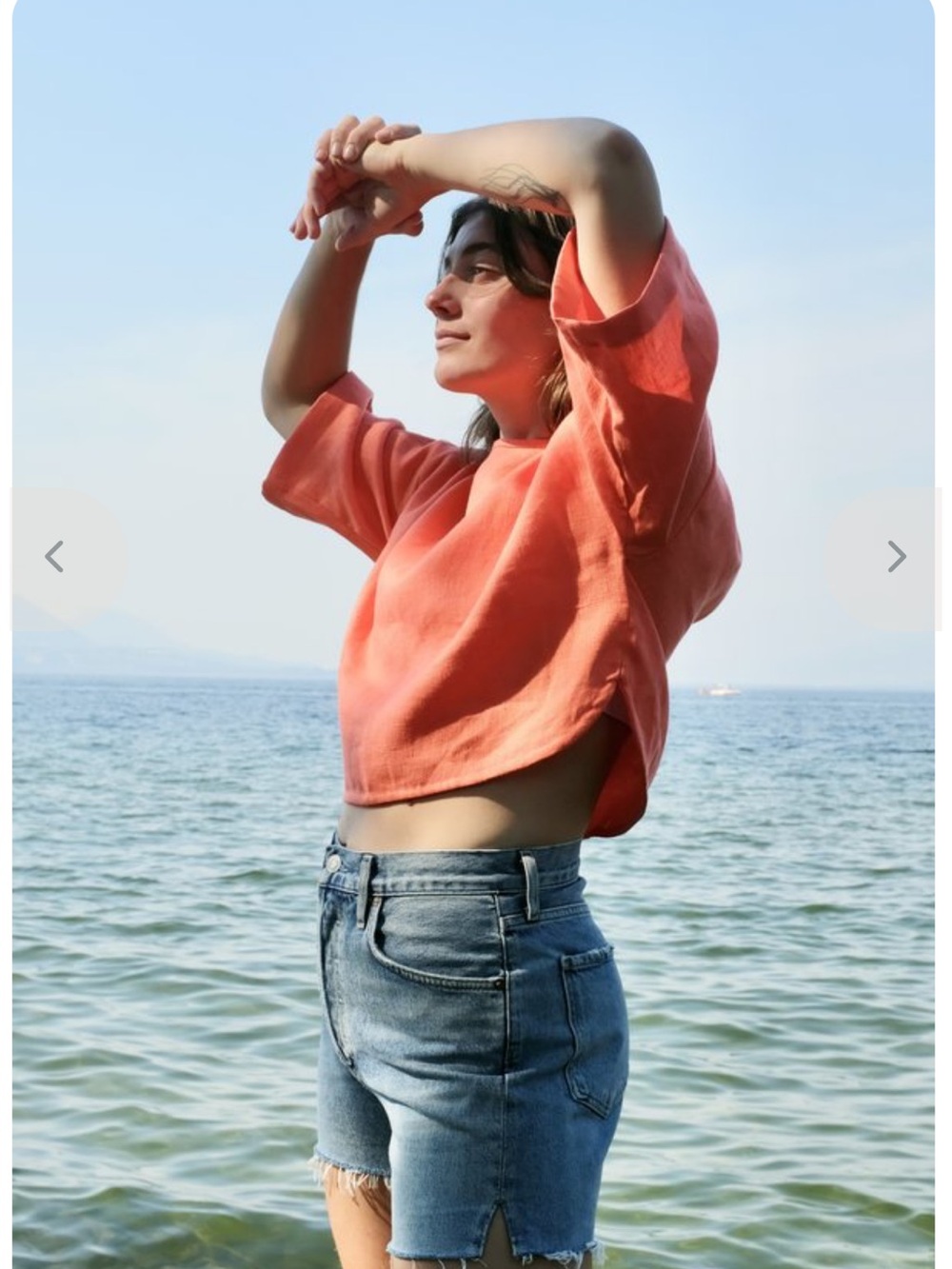 Beaton linen Coral Boxy Crop Top
